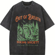 Out of Breath Hiking Society Vintage Washed T-Shirt in Black
