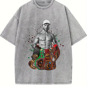 Alvarez Undisputed Champion Mexico Goat Boxing Style vintage washed oversized T-shirt in Gray