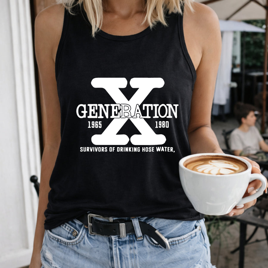 Generation X Women's Color Cotton Tank Top in Black