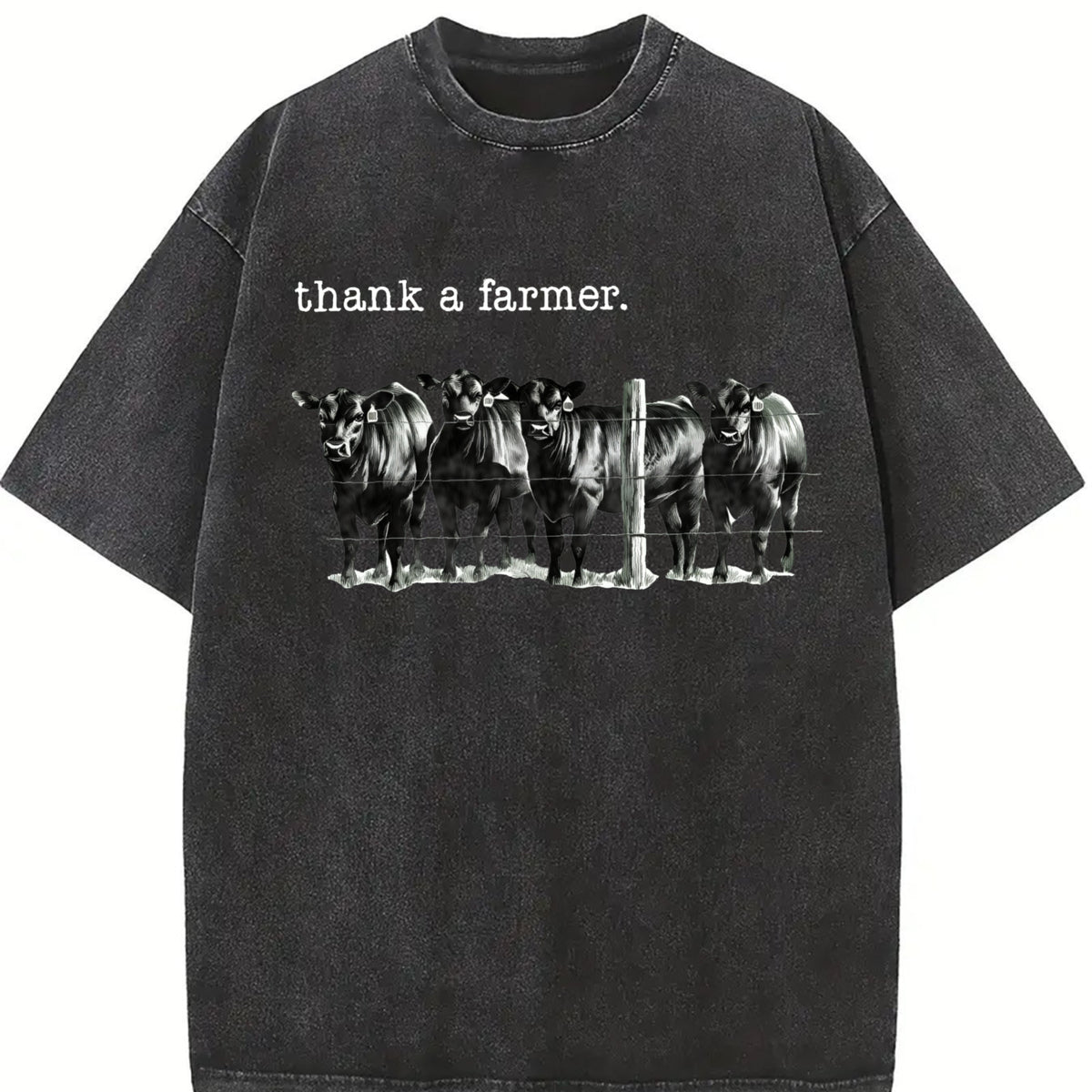 Thank a Farmer vintage washed oversized T-shirt in Black