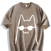 Pure a of a 'Proud Cat'. This Street Is a Basic Loose Vintage Washed T-Shirt in Brown