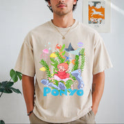 Studio Ghibli Anime Vintage Washed T-Shirt in Beige