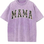 Floral Mama Strong Woman Vintage Washed T-Shirt in Purple