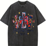 God Bless America 250th Anniversary of the United States Vintage Washed T-Shirt in Black