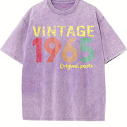 61st Birthday 1965 Original Parts Vintage Washed T-Shirt in Purple