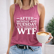 After Monday and Tuesday WTF Women's Color Cotton Tank Top in Red