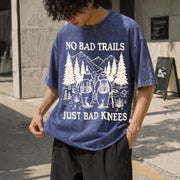 No Bad Trails Just Bad Knees Vintage Washed T-Shirt in Blue