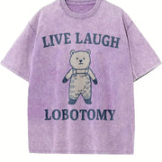 Live Laugh Lobotomy Vintage Washed T-Shirt in Purple