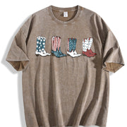 Fourth of July Cowgirl 4th of July Vintage Washed T-Shirt in Brown