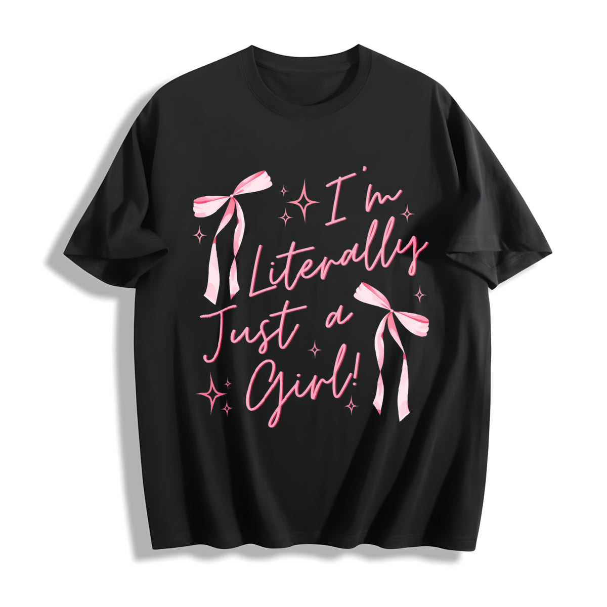 IM Literally Just a Girl Cotton T-Shirt in Black