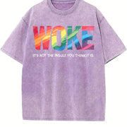 Woke Is Not An insult Social Justice Human Rights vintage washed oversized T-shirt in Purple
