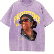 Deion Prime We Coming Coach vintage washed oversized T-shirt in Purple