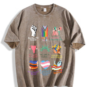 Big Fan Of Human Rights Freedom S~5XL and Batik vintage washed oversized T-shirt in Brown