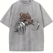 Weightlifting Wolf Vintage Washed T-Shirt in Gray
