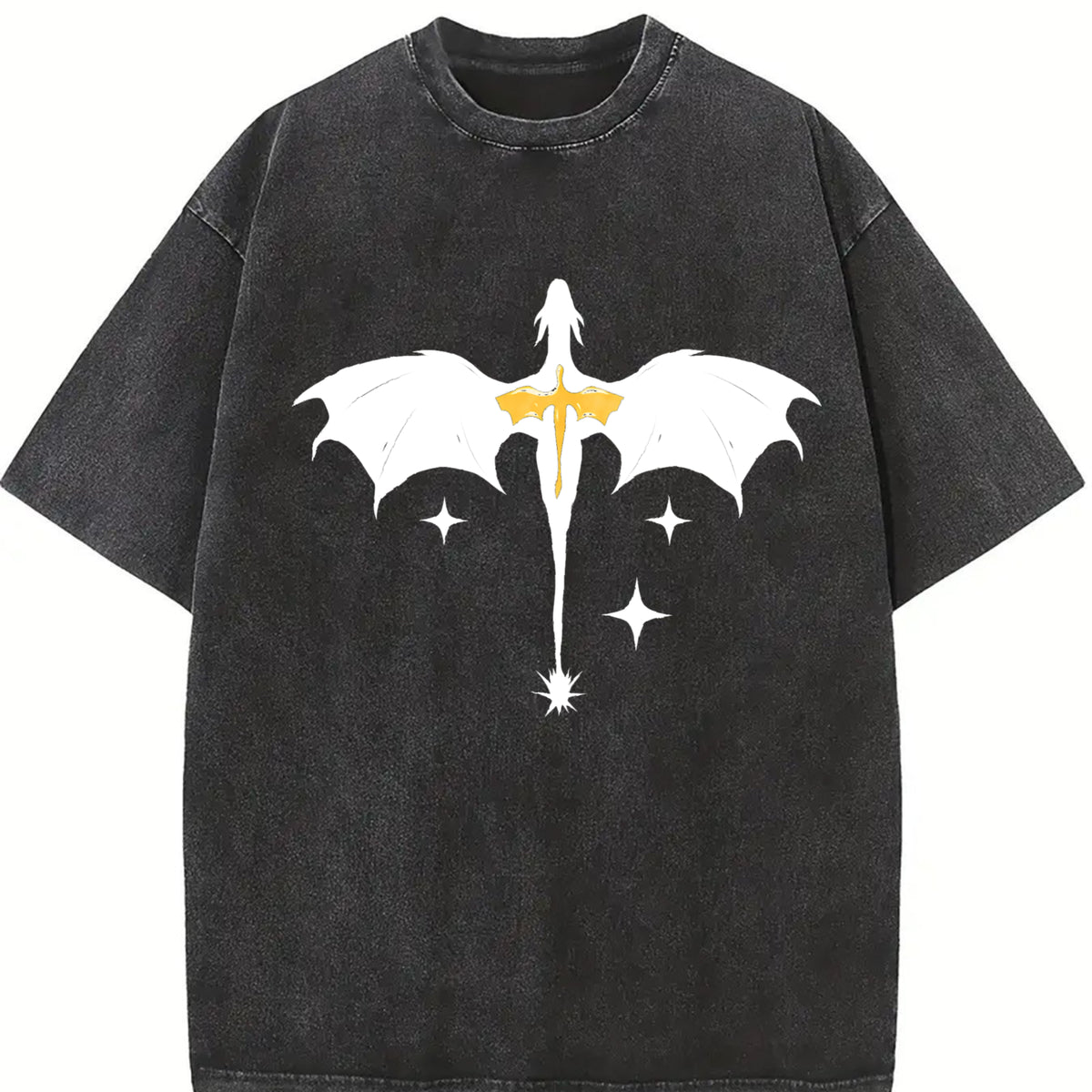 Fourth Wing Basgiath War College Violet Sorrengail vintage washed oversized T-shirt in Black