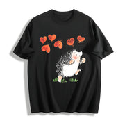 Valentine's Day Spring Cotton T-Shirt in Black