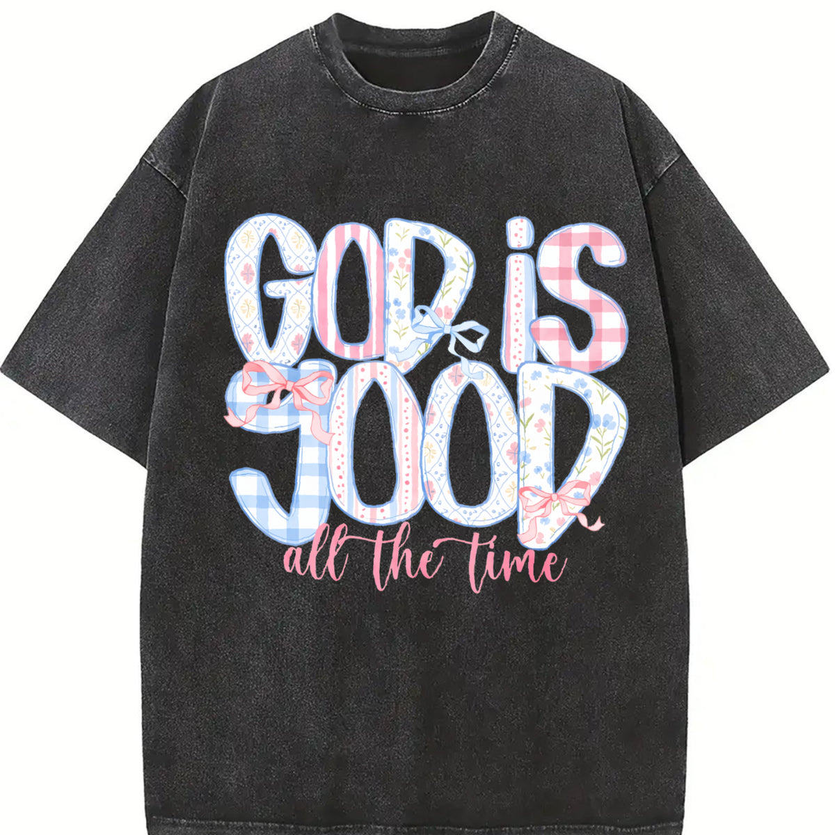 God Is Good All the Time Vintage Washed T-Shirt in Black