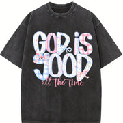 God Is Good All the Time Vintage Washed T-Shirt in Black