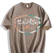 Muscle Tank Saltwater Fishing Outdoor Workout Vintage Washed T-Shirt in Brown