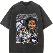 [ ] CeeDee Lamb Y2K Hip-Hop vintage washed oversized T-shirt in Black