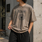 Blow Me Dandelion Vintage Washed T-Shirt in Brown