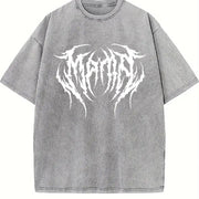 Mama Metal Font Vintage Washed T-Shirt in Gray