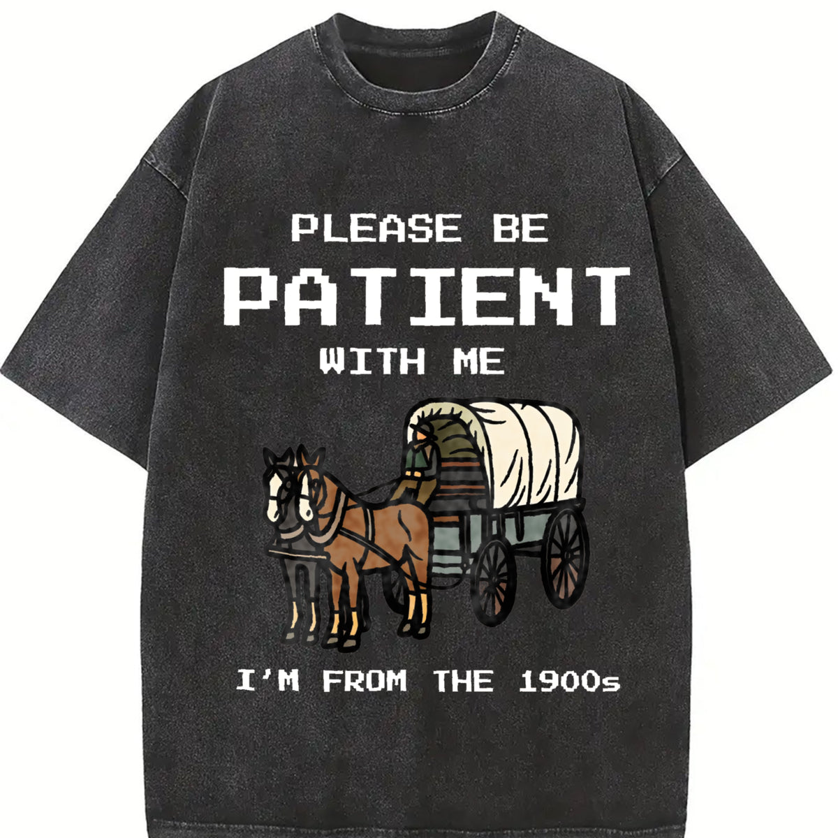 Please Be Patient With Me I'm From The 1900s 1900s vintage washed oversized T-shirt in Black