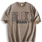 Retro Halloween Spooky Coquette Vintage Washed T-Shirt in Brown
