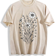 Wildflowers ® Retro Block Peonies Vintage Washed T-Shirt in Beige
