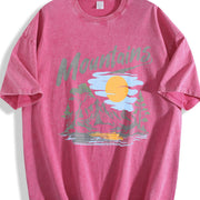 Mountains for Dad Friends Vintage Washed T-Shirt in Red