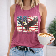 Land of the Free Because of the Brave Fourth of July Women's Color Cotton Tank Top in Red