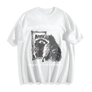 God Is Testing Me Possum Cotton T-Shirt in White