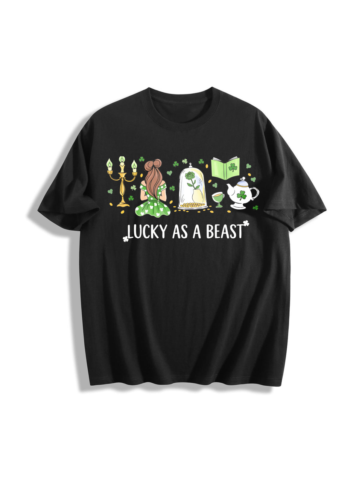 St. Patrick’s Day Lucky As Cotton T-Shirt in Black