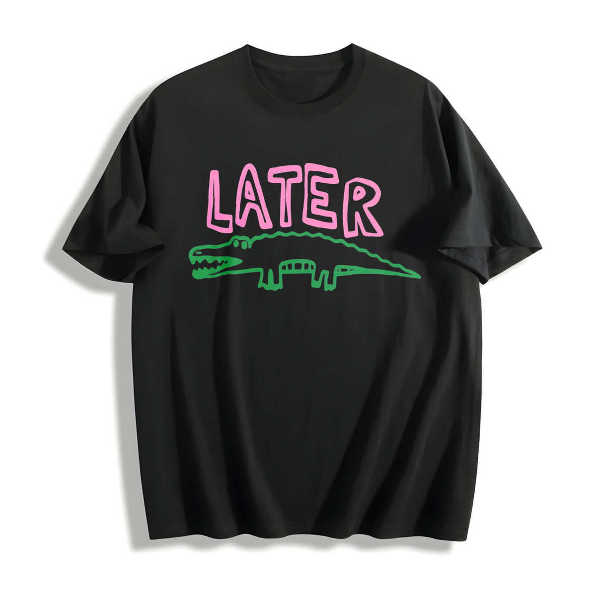 Later Gator Sarcastic Cotton T-Shirt in Black