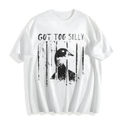 Unhinged Goose Got Too Silly Jail Meme Boxy DTG Cotton T-Shirt in White
