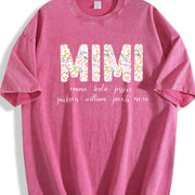 Personalized MIMI with Grandkids Names Vintage Washed T-Shirt in Red