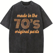 Made in the 70s Original Parts Age Birthday Decade Classic Vintage Washed T-Shirt in Black