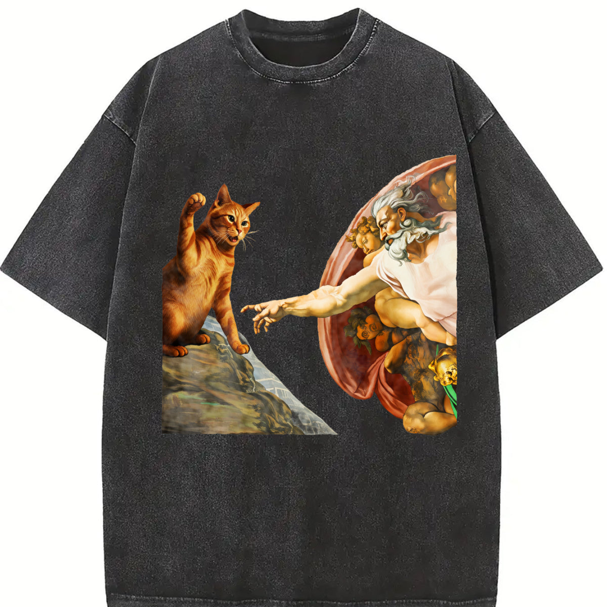 The Creation of Cat Vintage Washed T-Shirt in Black