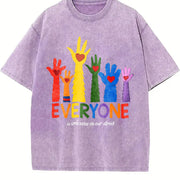 Everyone Is Welcome On Our Street Pride Month Sublimation vintage washed oversized T-shirt in Purple