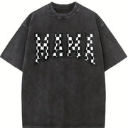 Checkered Mama for Mom Vintage Washed T-Shirt in Black
