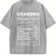Grandma Nutrition Facts Vintage Washed T-Shirt in Gray
