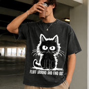 Cat Fluff Around and Find Out Vintage Washed T-Shirt in Black