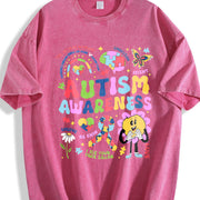 Autism Awareness 2-side Vintage Washed T-Shirt in Red