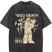 Ego Death Lust Anime Sleeveless Tank Vintage Washed T-Shirt in Black