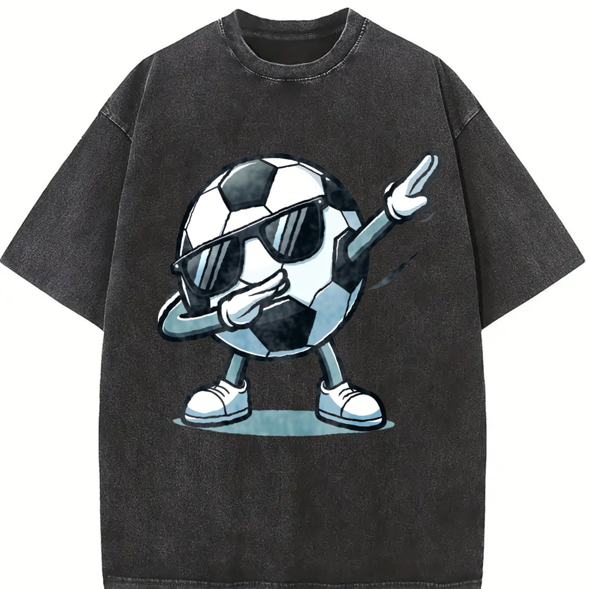 Dabbing Soccer Ball Vintage Washed T-Shirt in Black