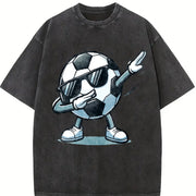 Dabbing Soccer Ball Vintage Washed T-Shirt in Black