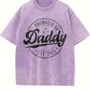 Promoted to Daddy Est 2026 Dad Vintage Washed T-Shirt in Purple
