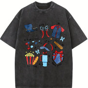 ZestLoop Coquette Baseball Vintage Washed T-Shirt in Black