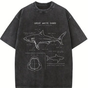 A Great White Shark Vintage Washed T-Shirt in Black