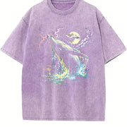 Whale Midnight 90s Vintage Washed T-Shirt in Purple